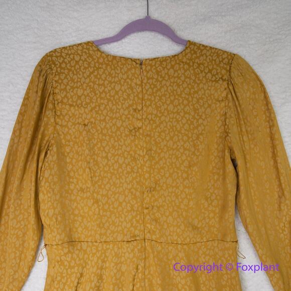 Ann Taylor Cheetah Jacquard Faux Wrap V-neck Light Lined‎ Belted Dress, size 18 - Picture 11 of 16